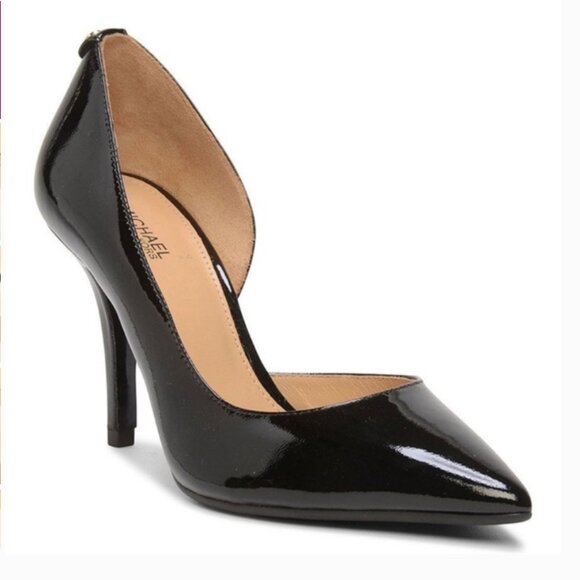 Michael Kors Black Patent Leather Nathalie Flex 4" Pump Pointy Toe Shoe Sz 8.5 - Picture 1 of 12
